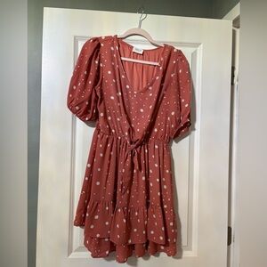 Sienna Sky Orange Puff Sleeve Sundress